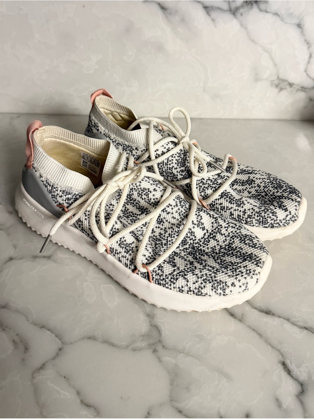 Adidas Women's Knit Lace-Up Sneakers in Gray, White & Pink